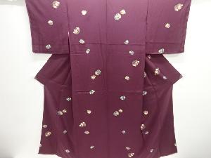 未使用品　石畳に草花模様小紋着物